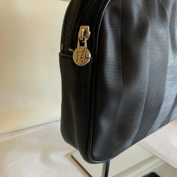 Vintage Pre-1980 FENDI Black Leather Pequin Domed Shoulder Bag - Picture 2 of 10